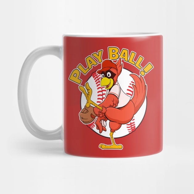 Play Ball! Cardinals Baseball Mascot Red Bird by GAMAS Threads